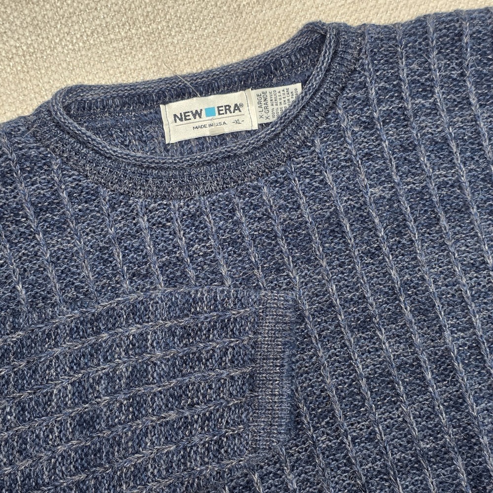 Vintage New Era Sweater Men's Size XL Blue Knit‎  Pullover Made in USA